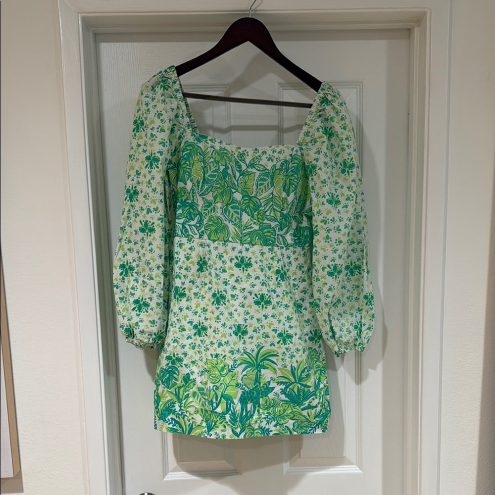 Lilly Pulitzer Green and White Long Sleeve Sundress